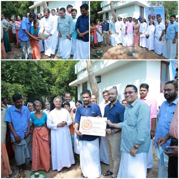 Laying the foundation stone for a house for a flood victim in Mala